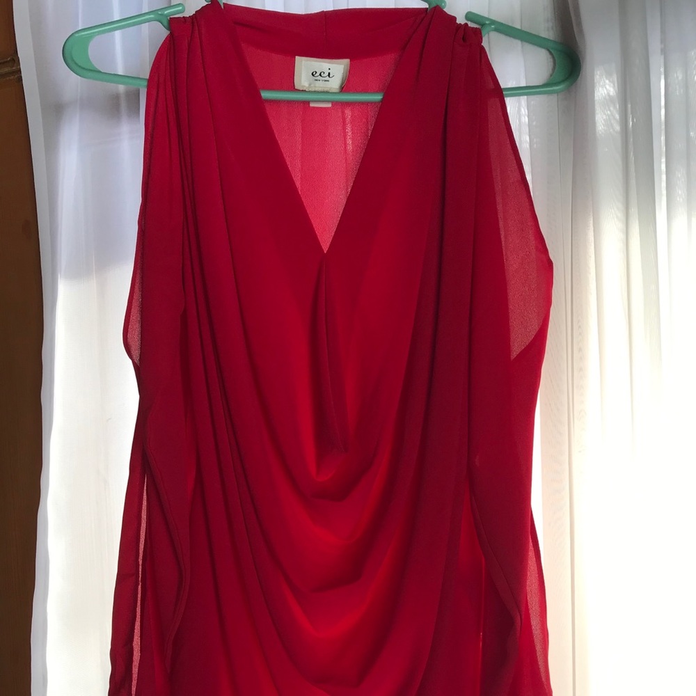 ECI BLOUSE slit-sleeve drape neckline